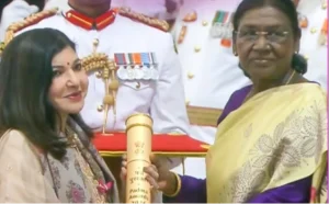 Playback singer Alka Yagnik Padma Bhushan during the Padma Awards 2026 ceremony