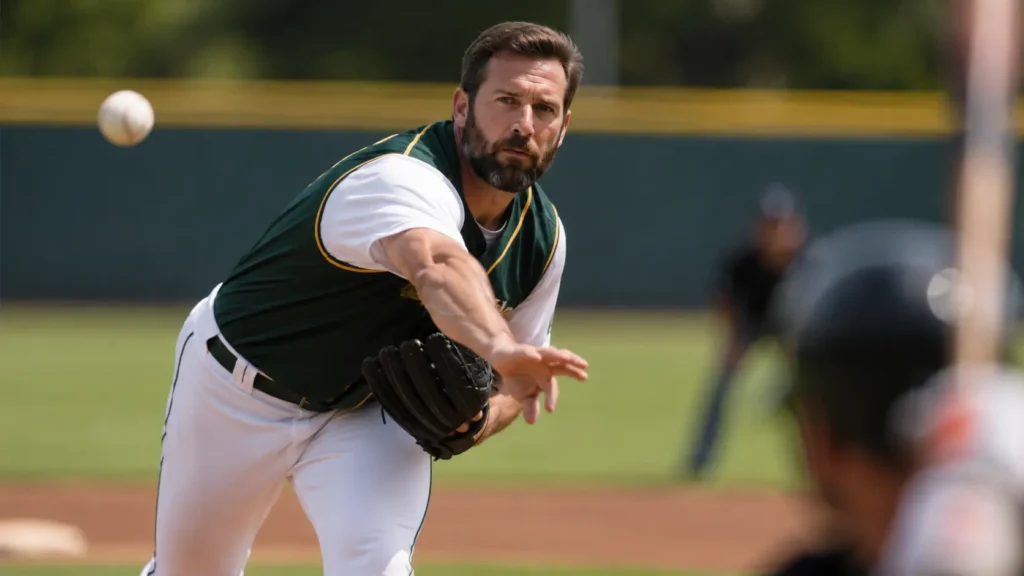 Liam Plunkett baseball debut as the former England fast bowler pitches for the Oakland Ballers in the Pioneer Baseball League.