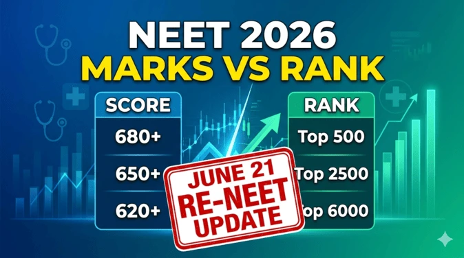 NEET 2026 Marks vs Rank Expected Predictor Table June 21 Re-NEET