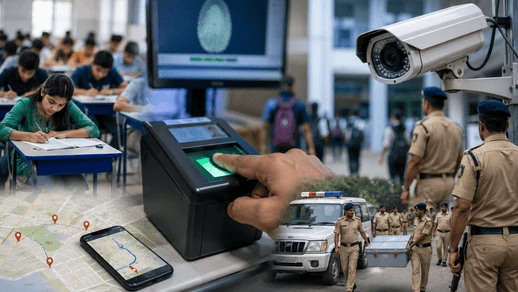 NEET UG 2026 re-exam security arrangements including CCTV surveillance biometric verification and police escorts