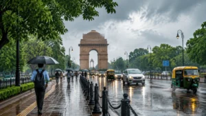 Rainfall in Delhi as moderate showers cool the city and bring relief from humidity