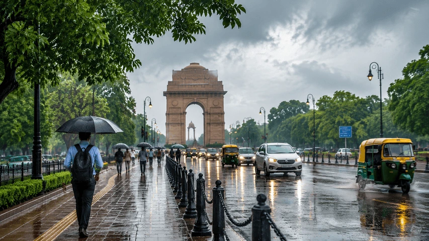 Rainfall in Delhi as moderate showers cool the city and bring relief from humidity