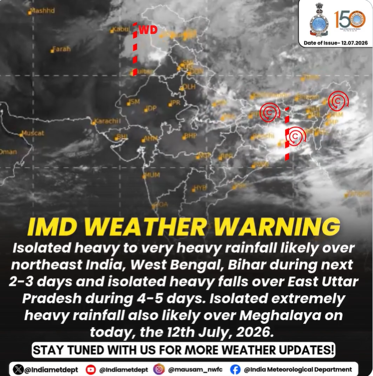 Dark monsoon clouds over Northeast India during IMD heavy rainfall warning