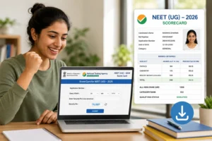 Student downloading the NEET UG 2026 scorecard from the official NTA result portal.