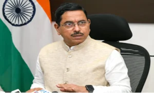 Union Minister Pralhad Joshi after being assigned the additional charge of the Ministry of Education following Dharmendra Pradhan's resignation.