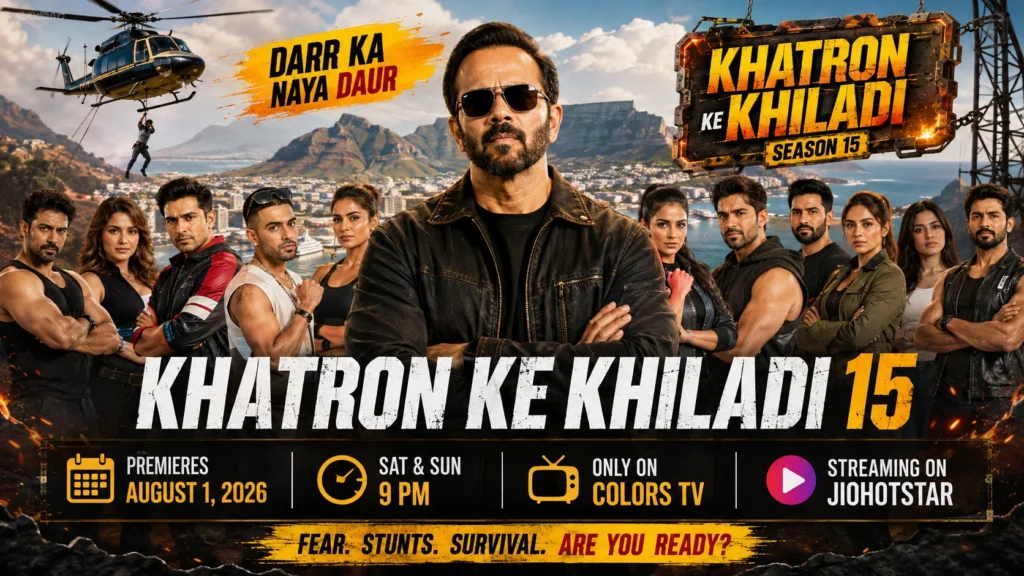 Rohit Shetty with contestants during Khatron Ke Khiladi Season 15